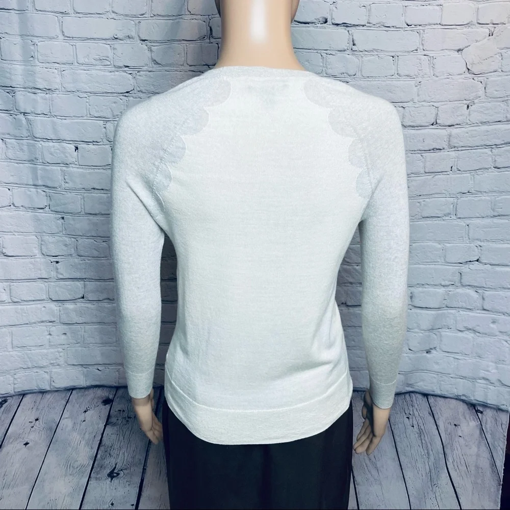 J. Crew Merino Wool White Gray Sweater Size XXS